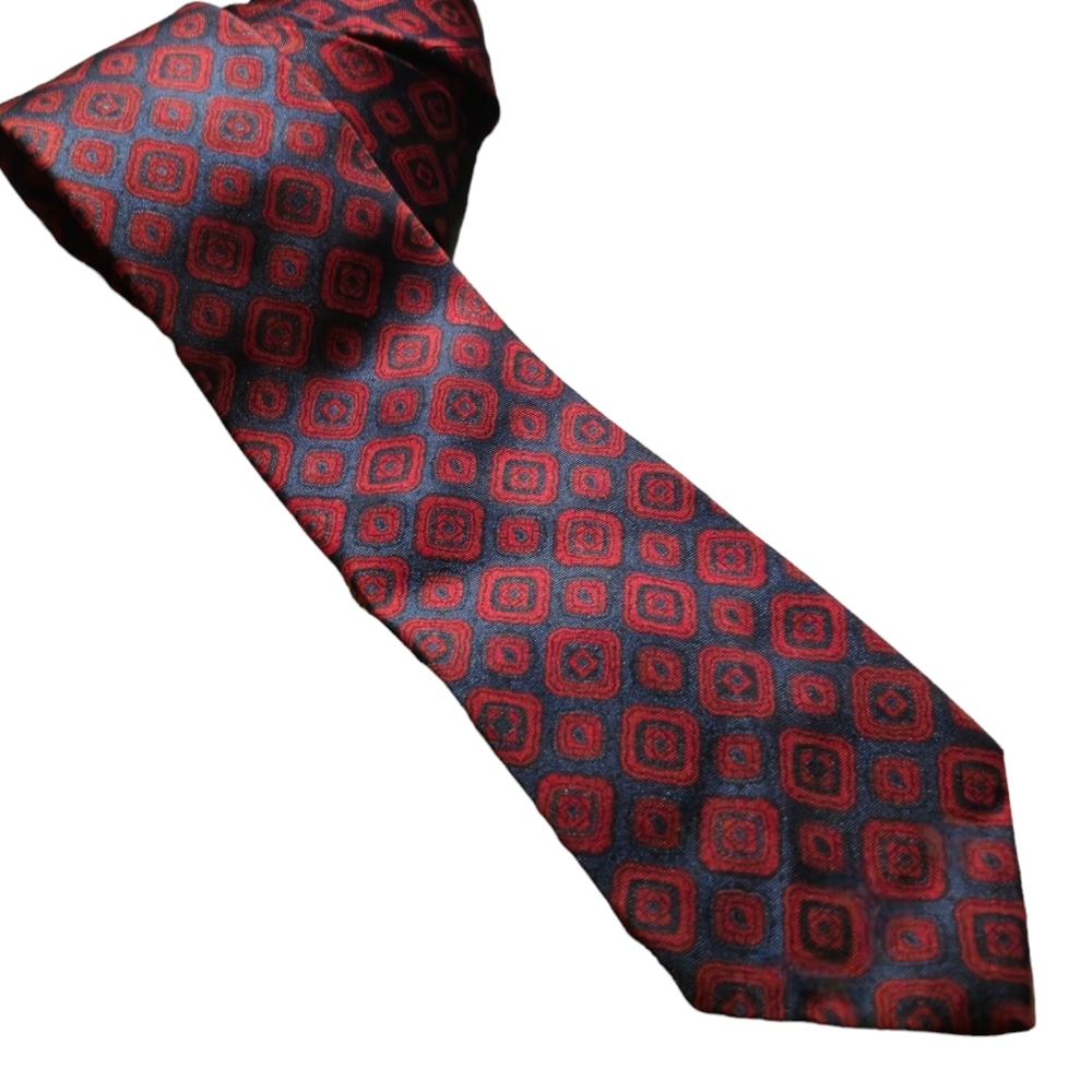 Vintage Dior Silk Tie Dark Red and Navy Blue